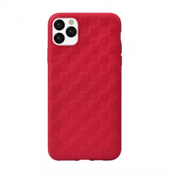 Pehme ümbris Devia Woven2 iPhone 11 Pro Maxile — punane mustriline tekstiilviimistlus