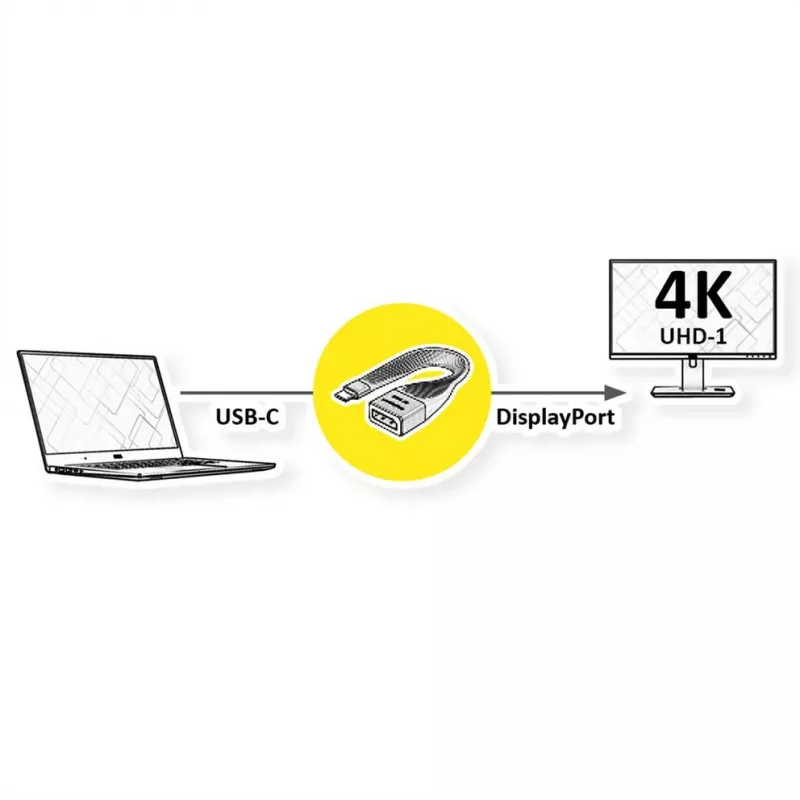 ROTRONIC-SECOMP Roline - adapterkaabel - USB-C (M) DisplayPorti (W)