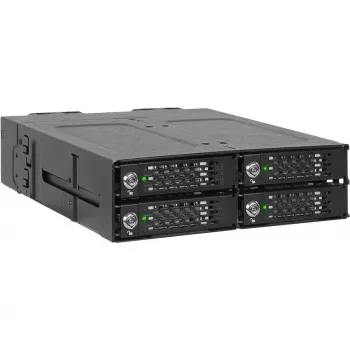 ICY DOCK - ToughArmor MB720MK-B V3 - 4x PCIe 4.0 M.2 NVMe 4x OCuLink-ile 1x 5.25 sahtliga mobiilses raamis, metallist, must, võtmelukuga (tri-mode ühilduv)