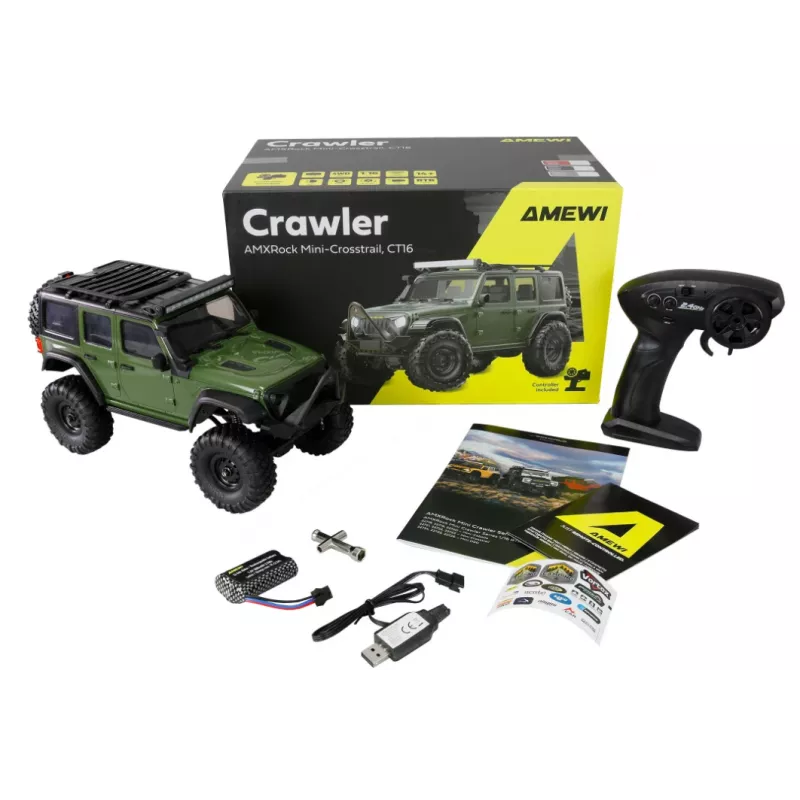RC roomik Amewi AMXRock 4WD 1:16 RTR, roheline