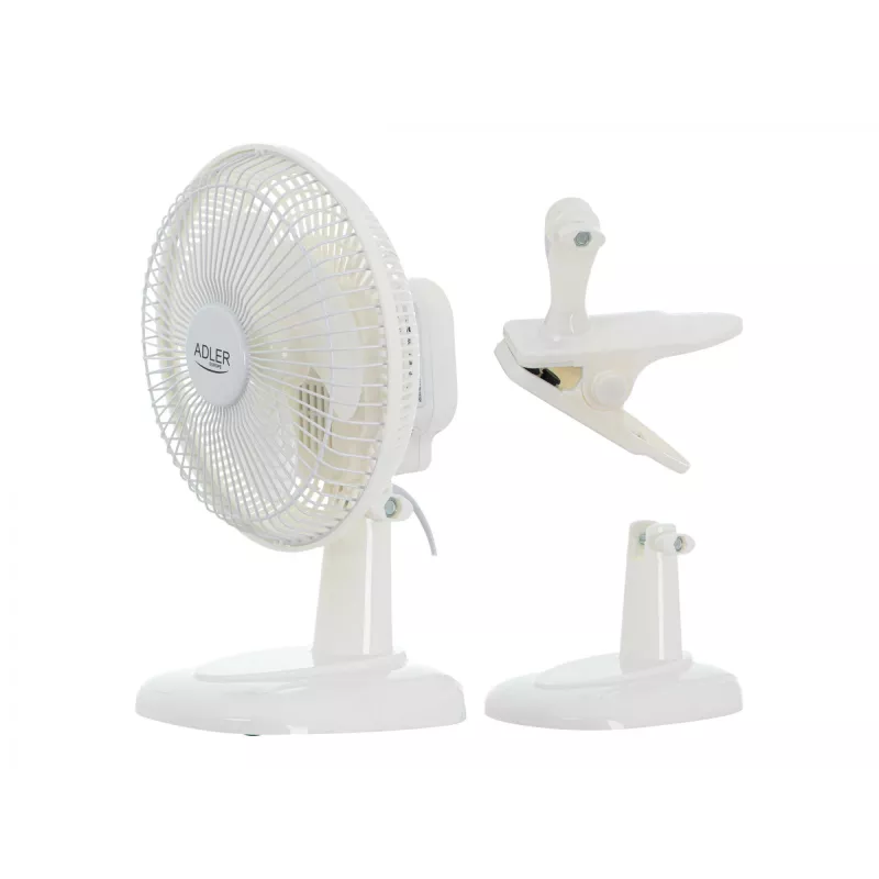 Adler | Klambriga ventilaator | AD 7317 | Lauaventilaator | Valge | Läbimõõt 15 cm | Kiiruste arv 2 | 30 W