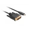 Video kaabliadapter LANBERG CA-CMDV-10CU-0030-BK, USB USB-C to DVI-D, 3 m, Must