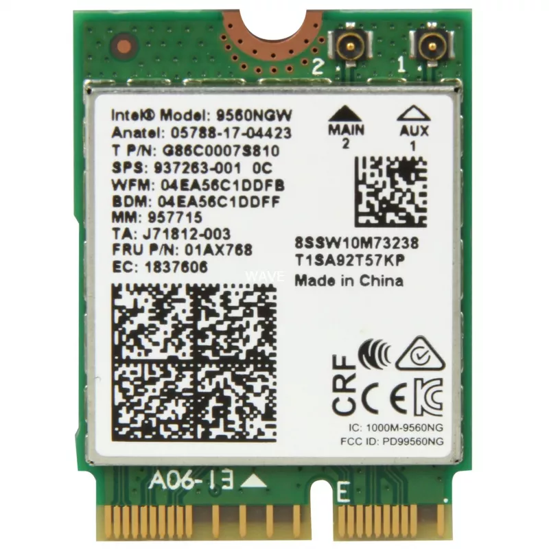 Intel Wireless-AC 9560 - võrguadapter - M.2 2230 - 802.11b, 802.11a, 802.11g, 802.11n, 802.11ac, Bluetooth 5.0