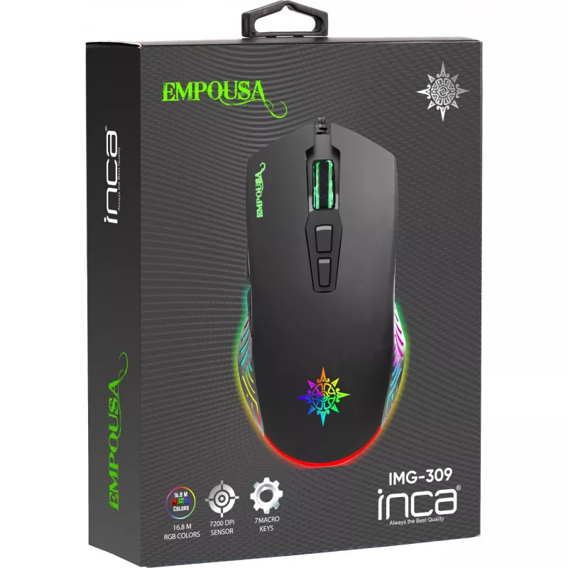 INCA mänguhiir IMG-309 7200 DPI. RGB. 7 nuppu. USB. SW jaemüük