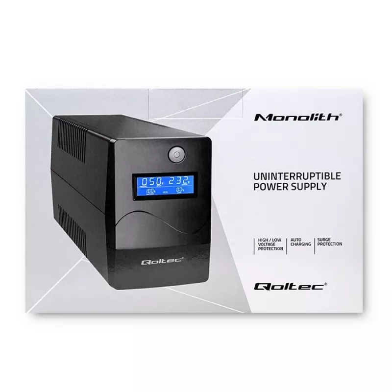 Qoltec Monolith katkematu toiteallikas (UPS) topeltmuundus (Online) 0,45 kVA 240 W 2 pistikupesa