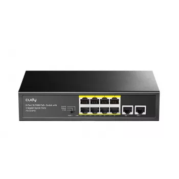 Võrgulüliti Cudy FS1010PG — 10/100 Mbps, 8 PoE-porti, 2 uplinki, 120W PoE-eelarve, metallkorpus