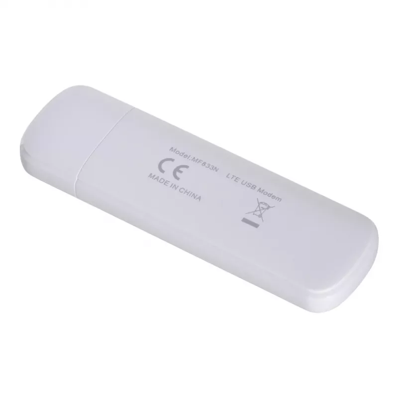 USB-mobiilimodem ZTE MF833N, kaasaskantav USB-vorming, 4G LTE-FDD/TDD kuni 150 Mbps, HSUPA/2G tugi, microSD-pesa, valge
