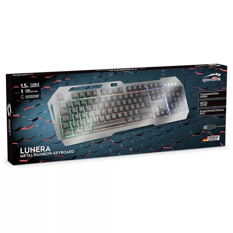 Speedlink Gaming klaviatuur LUNERA. Metal Rainbow. Must retail