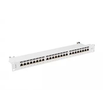 Patch panel 1U LANBERG PPS7-1024-S — 24 pordiga, Cat7, F/UTP, metall, 1U (445×102×44,5 mm)