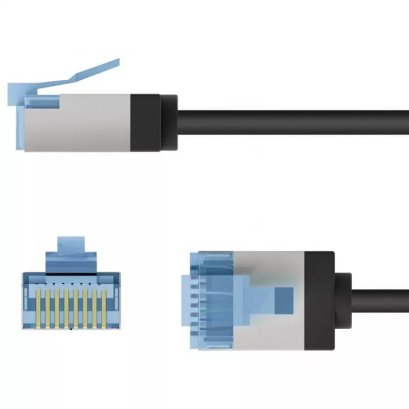 Goobay Ultra-Flexible CAT 6A patch-kaabel õhuke U/FTP Must - extra-short plug (74317)