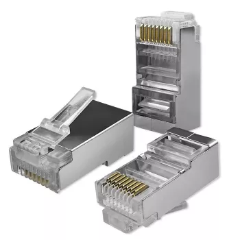 RJ45 modulaarpistik QOLTEC 54556 CAT6 FTP, hõbedane, 18×22×11 mm, 100 tk pakendis