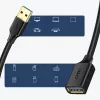 Ugreen pikenduskaabli adapter USB 3.0 (emane) kuni USB 3.0 (isane) 2 m (must)