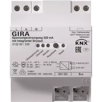 Toiteplokk Gira KNX 320 mA paispooliga REG 212200 KNX-paigaldistele