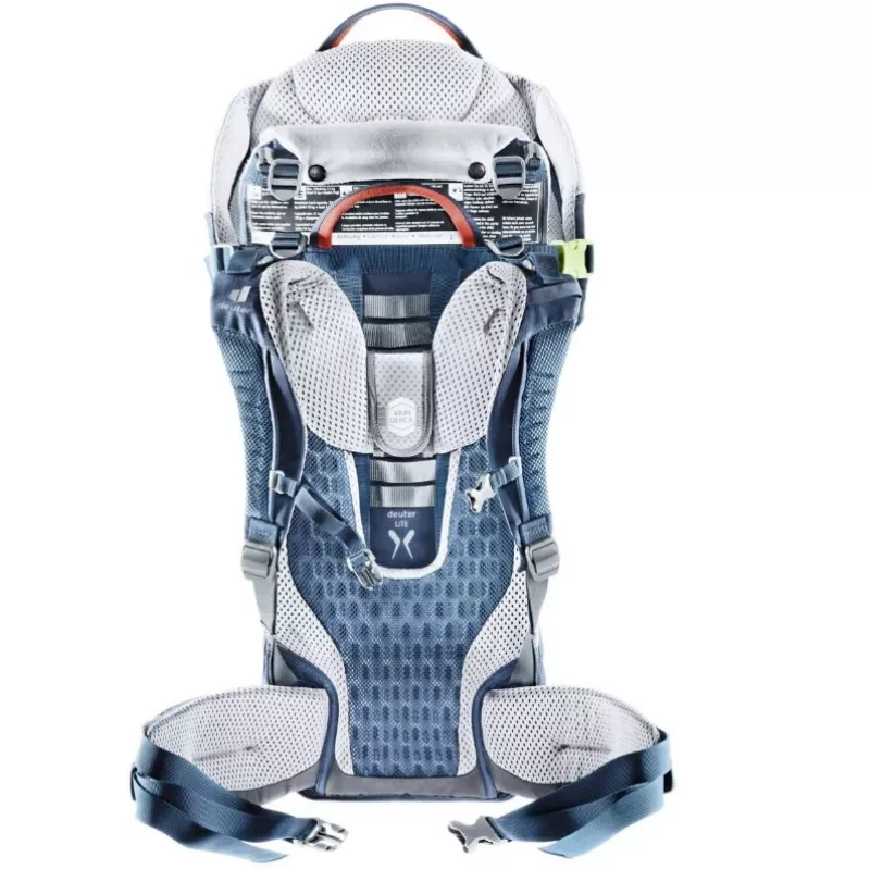 Beebikandja seljakott DEUTER Kid Comfort Active — sinine, polüamiid, kuni 22 kg, päikesevari, jalatus, VariQuick, Lite Air