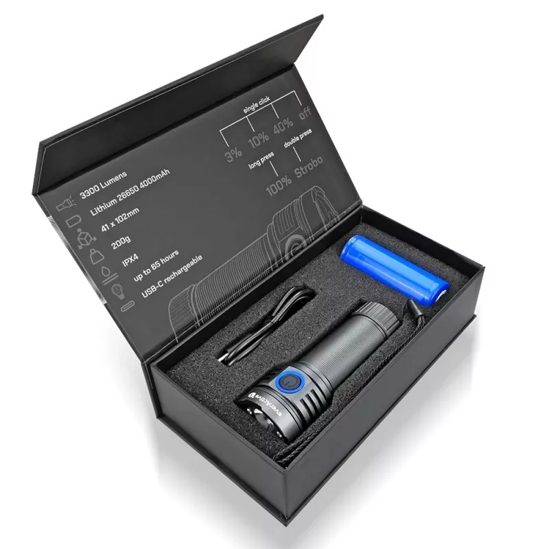 LED taskulamp everActive LUMINATO R FL-3300R — 3300 luumenit, laetav