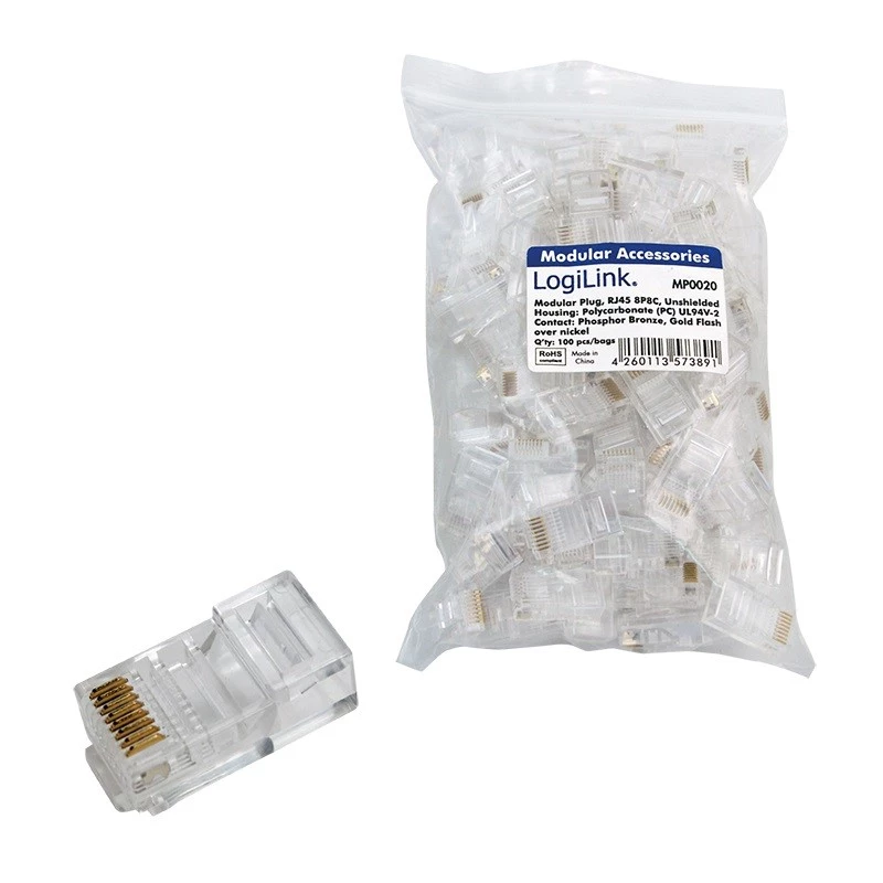 RJ45 pistik LogiLink MP0020 läbipaistev