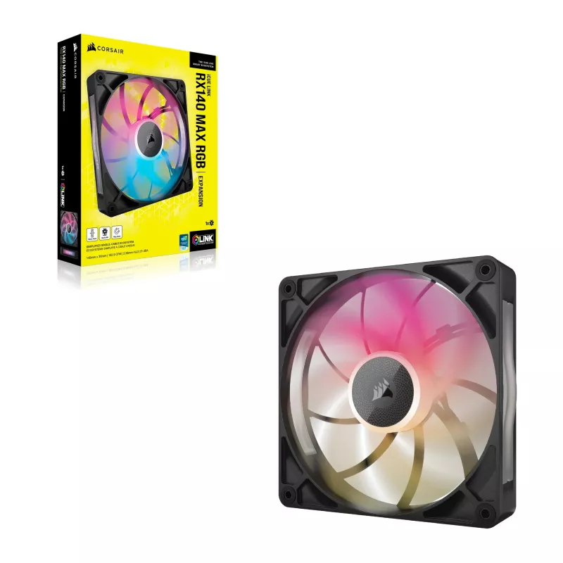Corsair iCUE LINK RX140 MAX RGB 14 cm ventilaator must 300-1600 p/min