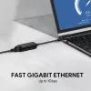 Etherneti adapter Aukey CB-A30 USB‑C – Gigabit RJ45 10/100/1000 Mbps, USB 3.0, alumiiniumkorpus, LED-indikaatorid