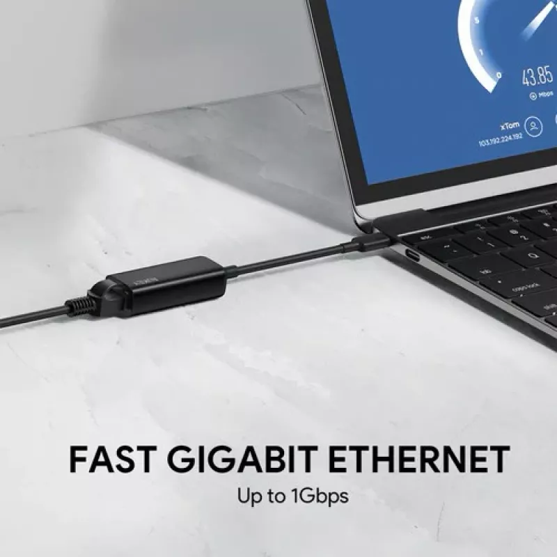 Etherneti adapter Aukey CB-A30 USB‑C – Gigabit RJ45 10/100/1000 Mbps, USB 3.0, alumiiniumkorpus, LED-indikaatorid