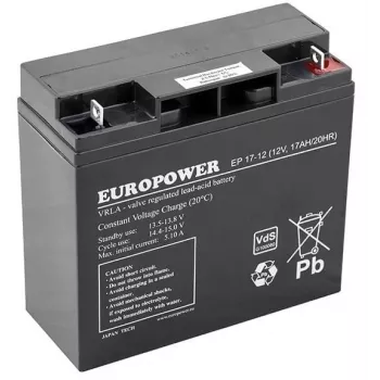 Suletud pliiaku AGM-aku europower EP seeria 12V 17Ah – kasutusiga 6–9 aastat