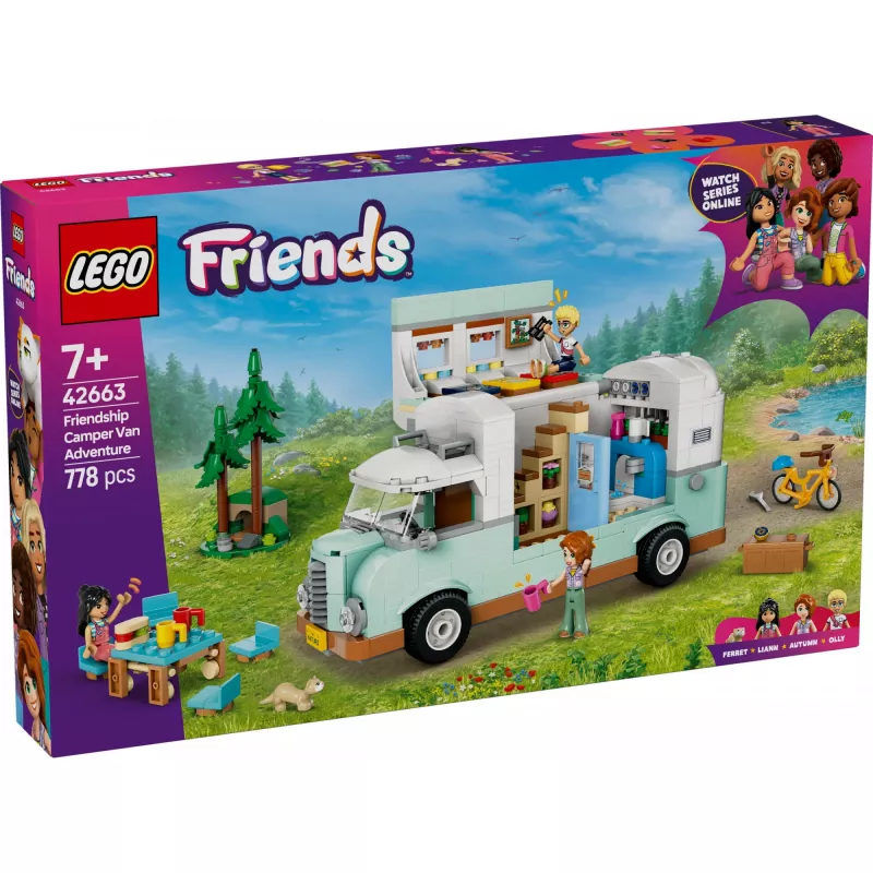 LEGO Motor Home komplekt 42663 — LEGO Friends matkaauto, 778 osa, 3 mininukku, vanusele 7+