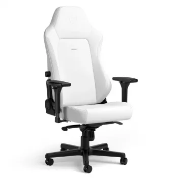 PC mängutool noblechairs NBL-HRO-PU-WED — polsterdatud iste, valge, kõrgus 130–139 cm, max koormus 150 kg