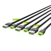 USB-C kaablikomplekt roheline Cell GC Ray — USB A to USB C 3 pikkust (30 cm, 120 cm, 200 cm), USB PD, 480 Mbps, 2.4 A, must