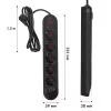 Pistikupesa MACLEAN MCE395 B — 5 pistikupesa, 3×USB, 110–240V AC, 2.1A USB, 2500W, 1.5 m kaabel, must