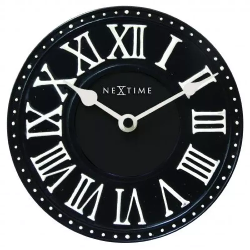 NeXtime klok 5187zw London Table, Ø16 cm, seinale, must/valge