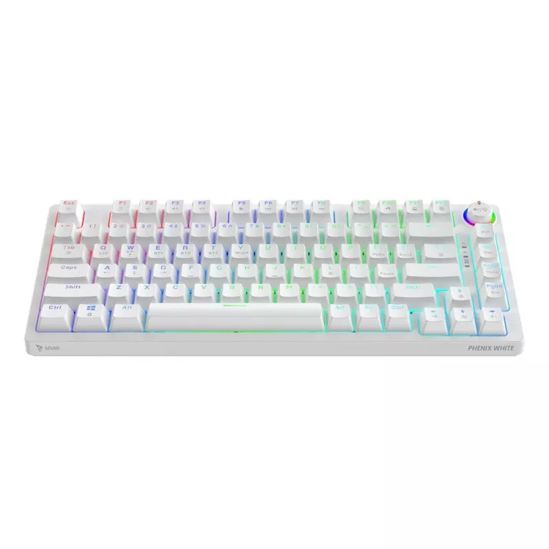 SAVIO PHENIX WHITE juhtmeta mehaaniline klaviatuur, Gateron Red Pro, ABS