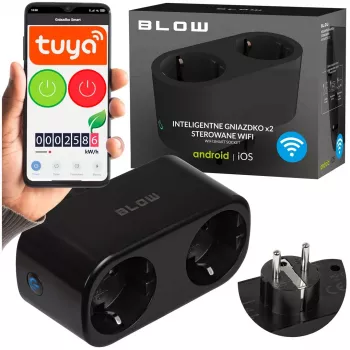 TUYA WiFi-juhitav topelt nutipistik, must