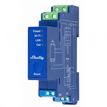 Sisseehitatav dimmer Shelly Pro Dimmer 0/1-10V PM — juhtmevaba, 110–240V, 3W ootevõimsus, sinine, 19×69×94 mm
