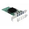 DeLOCK PCI Express x4 kaart 4 x välise USB 3.0 neljakanalilisele - madala profiiliga vormitegur