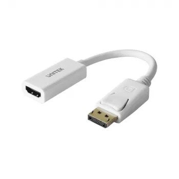 UNITEK kullatud DisplayPort DP-HDMI 4K UHD HDTV isane-emane adapterkaabel Y-6332 valge