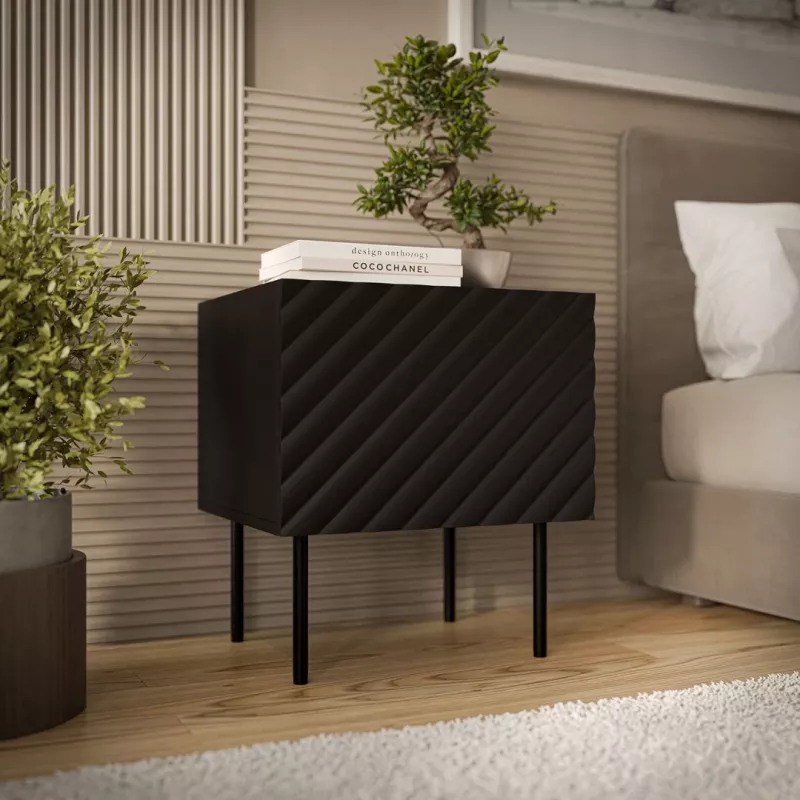 Öökapp Cama meble LUCCA, 2 tk, 47x40x52 cm, must, MDF/puitlaastplaat