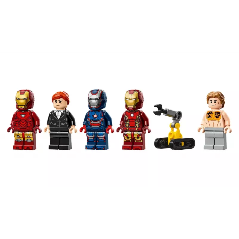 LEGO mängukomplekt Marvel: Raudmehe labori raudrüüsaal 76315 — 384 osa, 5 minifiguuri, vitriiniala