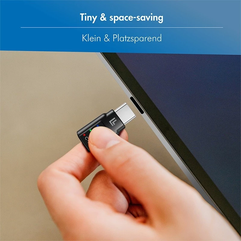 LogiLink USB-C DAC heliadapter. USB-C/M kuni 3,5 mm/F. Must