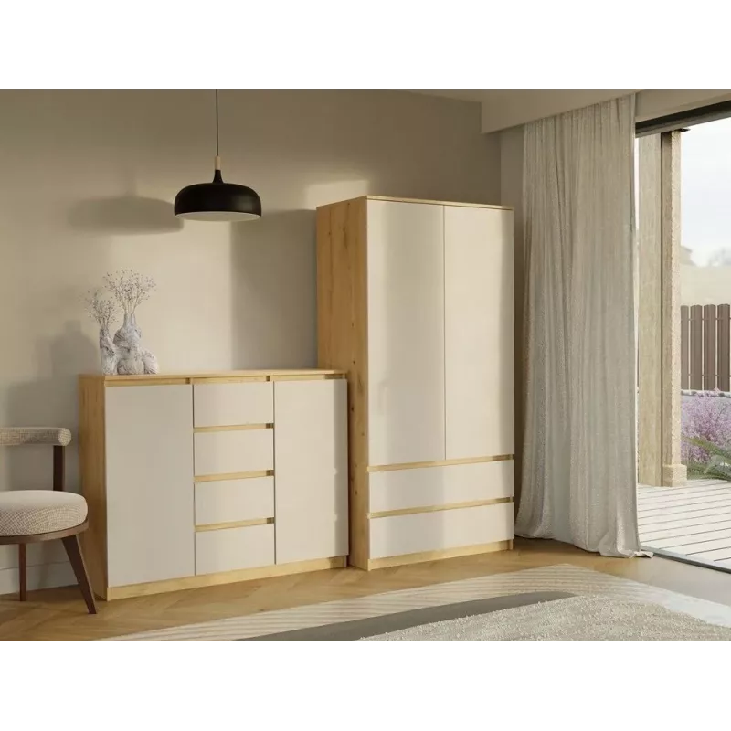 kummut koos 2 uksed ja 4 sahtlid, artisan tamm/kašmiiri värv