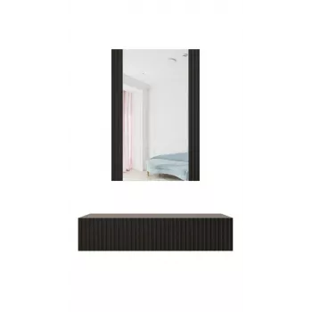Tualettlaud peegliga cama meble PAFOS 80×41,6×100 cm, MDF raam, 1 sahtel, mattmust