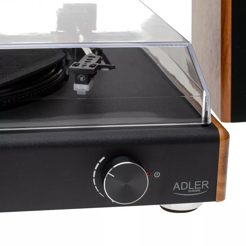 Rihmajamiga plaadimängija Adler AD 1915 USB — keraamiline taldrik, 45 RPM, alalisvoolumootor, Bluetooth 5.4, USB-väljund, 2×10 W kõlarid