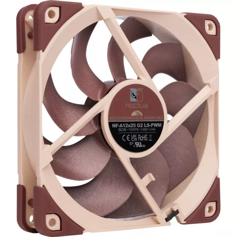 120 mm Noctua NF-A12x25 G2 LS-PWM korpuse ventilaator PWM-ühendusega, ühilduv madala müratasemega adapteriga