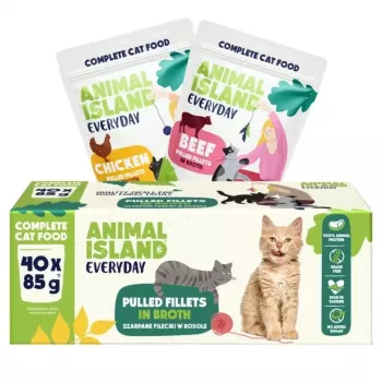 Märg kassitoit animal island Everyday veise- ja kanafileed puljongis, 40×85 g komplekt