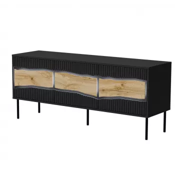 TV kapp cama meble INSERTO 3D 143,5x40x61,5 cm must LED-iga, puitlaastplaadist pealmine osa