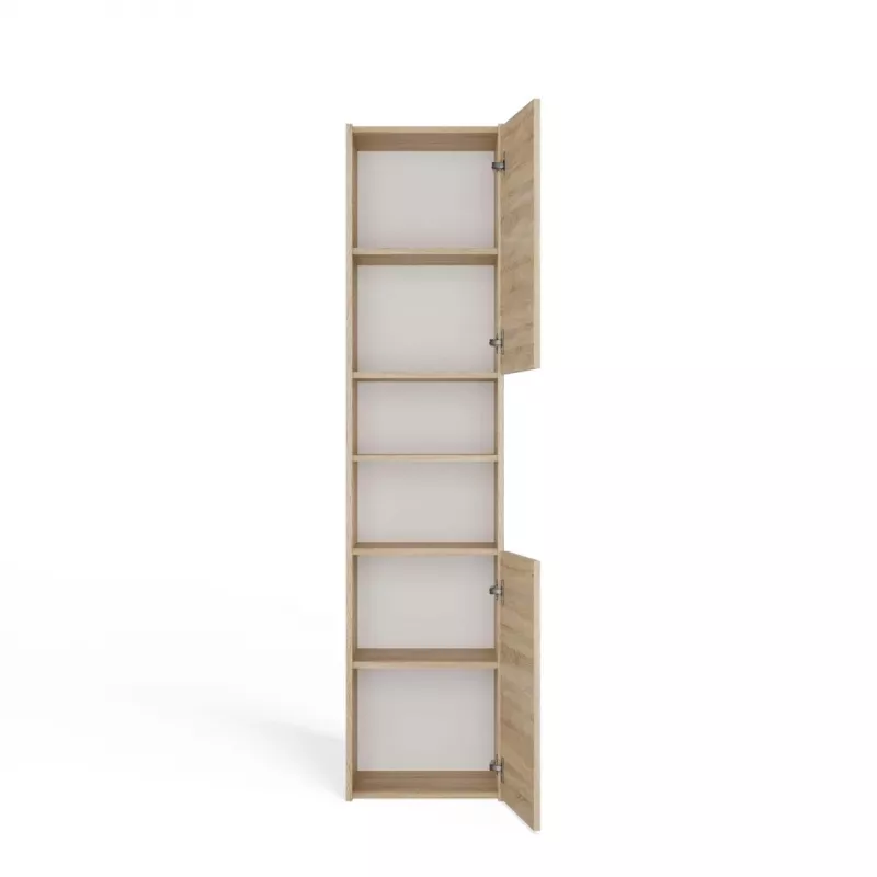 Vannitoa hoiukapp top e shop S40 SONOMA — tammepuust raam, vabaltseisev, 6 riiulit, 400×300×1700 mm