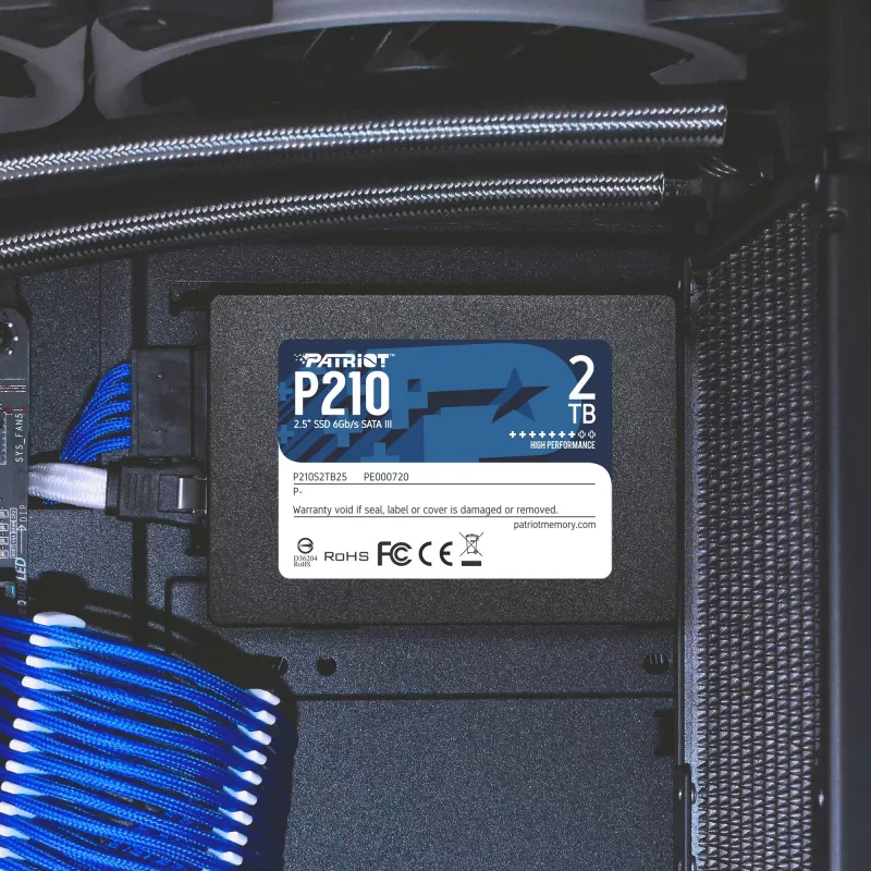 2.5-tolline SATA III SSD PATRIOT P210 2 TB — 500 MB/s lugemiskiirus, 400 MB/s kirjutamiskiirus, 7 mm