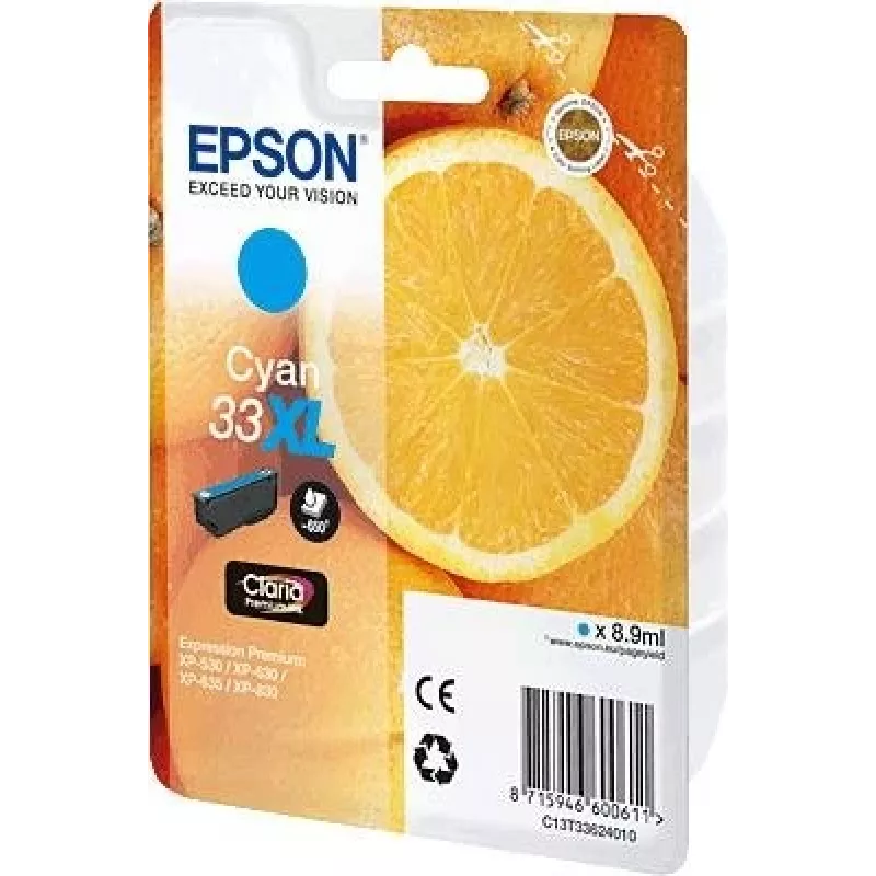 Tindikassett Epson C13T33624010 Originaal tsüaan, 8,9 ml, mahutavus 650 lehekülge, 1 tk