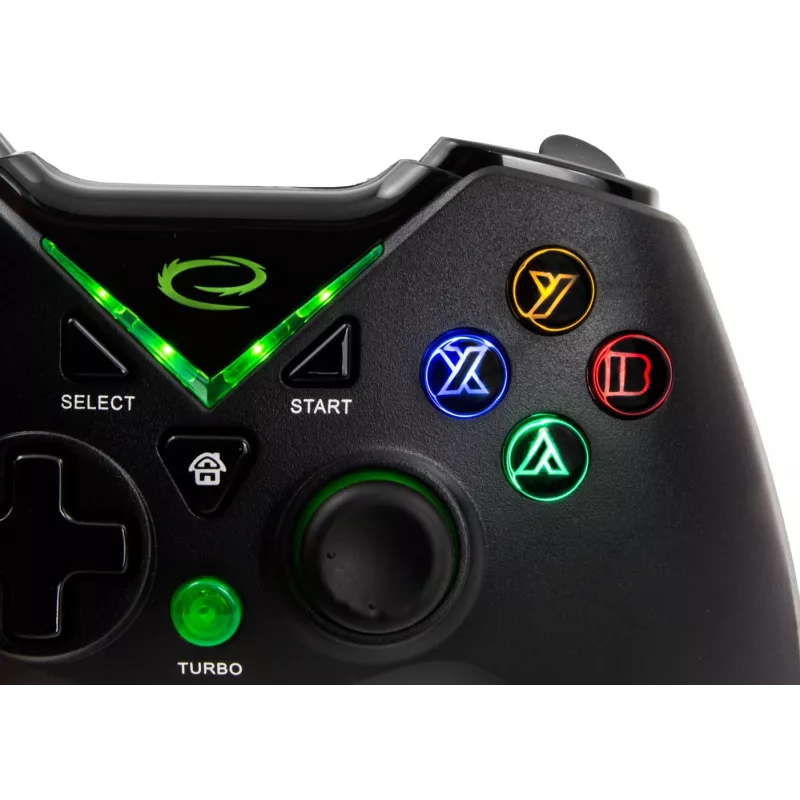Gamepad Esperanza EGG114K juhtmega USB 2.0 must — 12 nuppu, 2 juhtkangi, vibratsioon, PC-le ja Xbox Series X/S/One'ile
