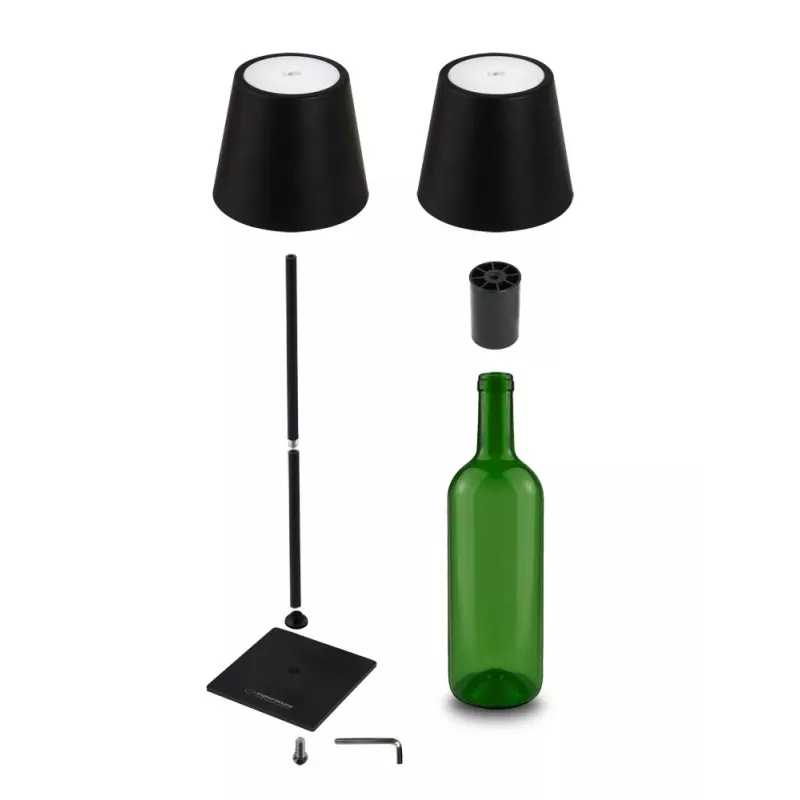 Laua LED-lamp ESPERANZA ELD119K Must — 3 W, 4000 K, 200 lm, USB-C, 2400 mAh aku, 400 mm kõrgus
