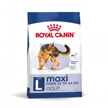 Kuiv koeratoit Royal Canin Maxi Adult 15 kg — Kana, 26% valku, 17% rasva, seedimist toetav