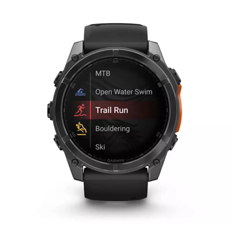 Nutikell GARMIN Fenix 8 — 51 mm titaankorpus, AMOLED 1.4 tolli, GPS, 32 GB, 10 ATM, silikoonrihm